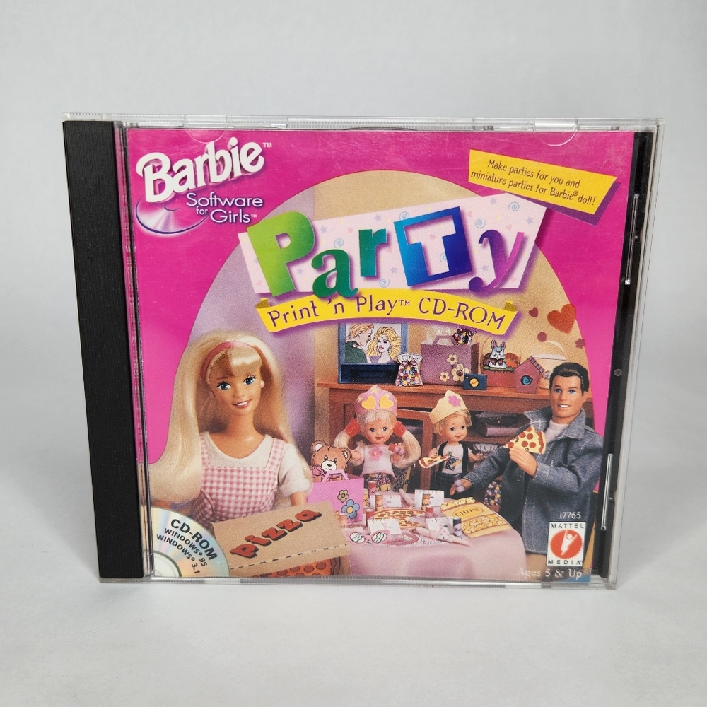 Vintage 1997 Barbie Print 'n Play CD-ROM PC Design Creator Game